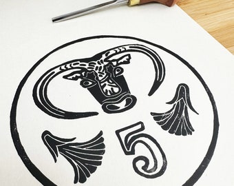 5 Cent Cyprus Coin Lino Print