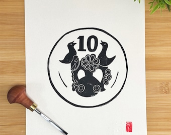 10 Cent Cyprus Coin Lino Print
