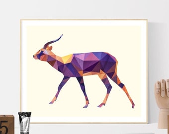 Antelope print, Digital print, Art print, Geometric print, Modern Art, Minimalistic Art, Instant download, Animal, Print