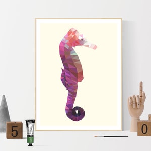 Seahorse print, Seahorse, Fish, Digital print, Art print, Geometric print, Modern Art, Minimalistic Art, Instant download, Animal, Print