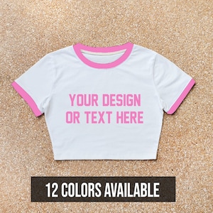 Baby crop ringer tshirt, baby crop top, custom crop top with image, brown ringer tshirt, ringer t shirt ,crop top women