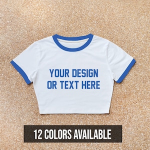 Baby crop ringer tshirt, baby crop top , custom crop top with image, gift for her, ringer t shirt ,custom ringer shirt, crop top women