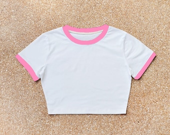 Blank Baby crop ringer tshirt, Plain Crop Top T-Shirt, gift for her, ringer t shirt , crop top women, Wholesale Crop T-Shirt, crop top teen
