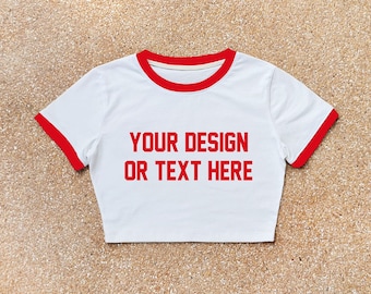 [CPGN STUDIO]★25SS★MUFFIN HEART STRIPE CROP RINGER TEE Baby Crop Ringer Tshirt, Baby Crop Top , Custom Crop Top