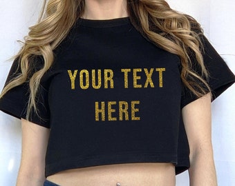 Custom Text Crop Top: Personalized Cotton Tee