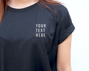 Design Your Own Text T-Shirt: Personalized Pocket Print Gift