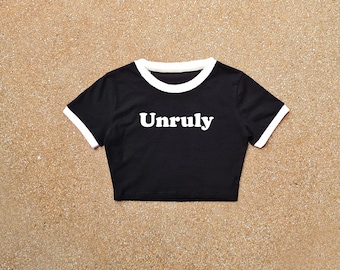 Unruly Ringer Crop Top: Handmade Cotton Blend Tee
