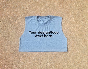 Custom Text Crop Tank Top: Personalized Cotton Tee