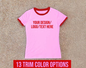 Pink red Ringer t-shirt : Personalized Fitted Baby Tee