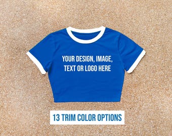 Custom Ringer Crop Top: Baby Tee, Personalized Design