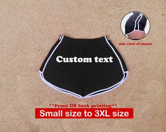 Custom Black Dolphin Shorts, Remade/upcycled Custom Text Shorts, Plus Size Shorts, Workout Shorts, Custom Hot Pants, Retro Shorts