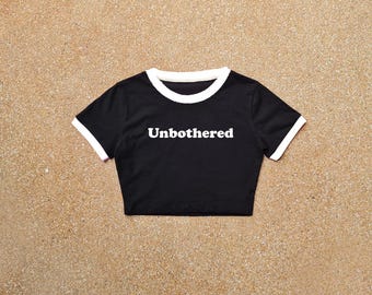 Unbothered Ringer Crop Top: Handmade Cotton Blend Tee