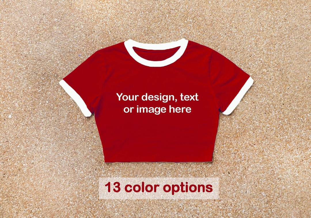Custom Red Ringer Crop Top: Personalized Graphic Tee - Etsy