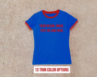 Blue red Ringer t-shirt : Personalized Fitted Baby Tee