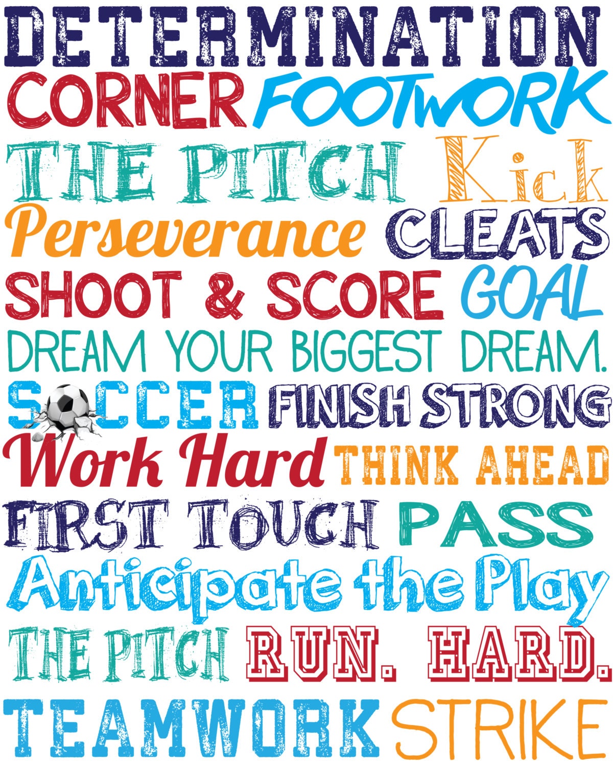 Instant Download of Soccer Words. Goal Shoot pass Keeper | Etsy