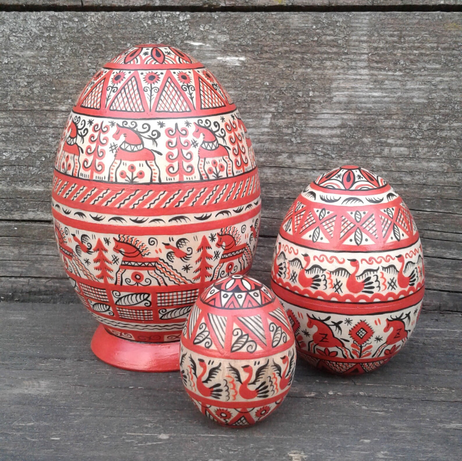 Nesting Egg Matryoshka Egg 3 in 1 Mezen Painting.hand Etsy