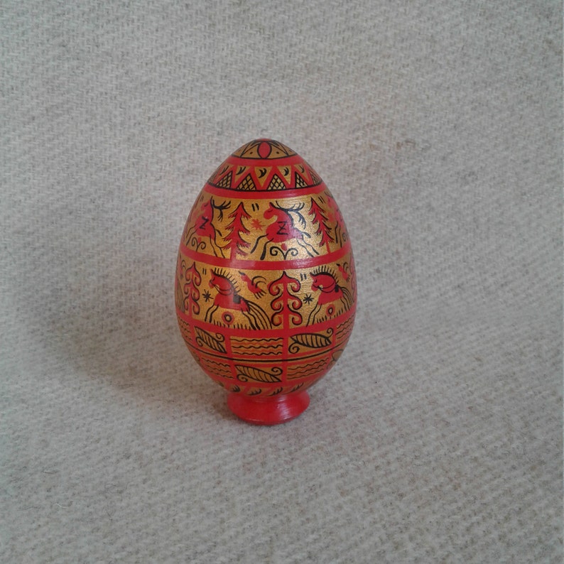 Golden egg with hand painted. Wooden egg decorated russian Etsy