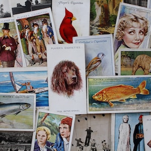 Assorted Vintage Cigarette Cards Collection // UK 1920s - 1940s Ephemera // Crafting Supply // Journaling // Animal // Sport // Classic Film
