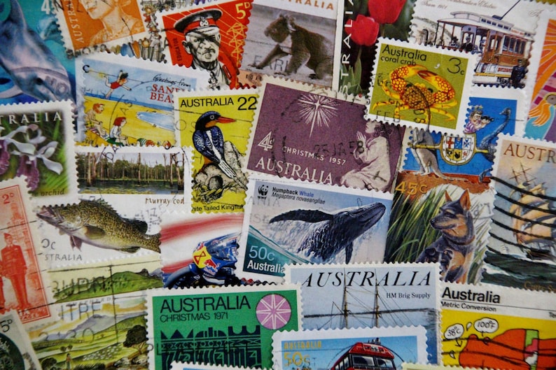 Australia Postage Stamp Collection // Australian Used Vintage Etsy