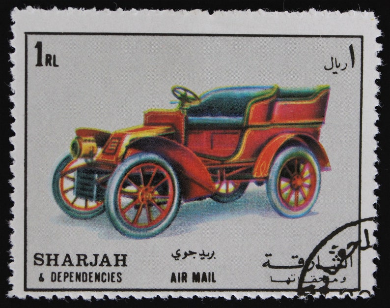 Classic Cars Postage Stamp Set // Sharjah 1972 Vintage Used | Etsy