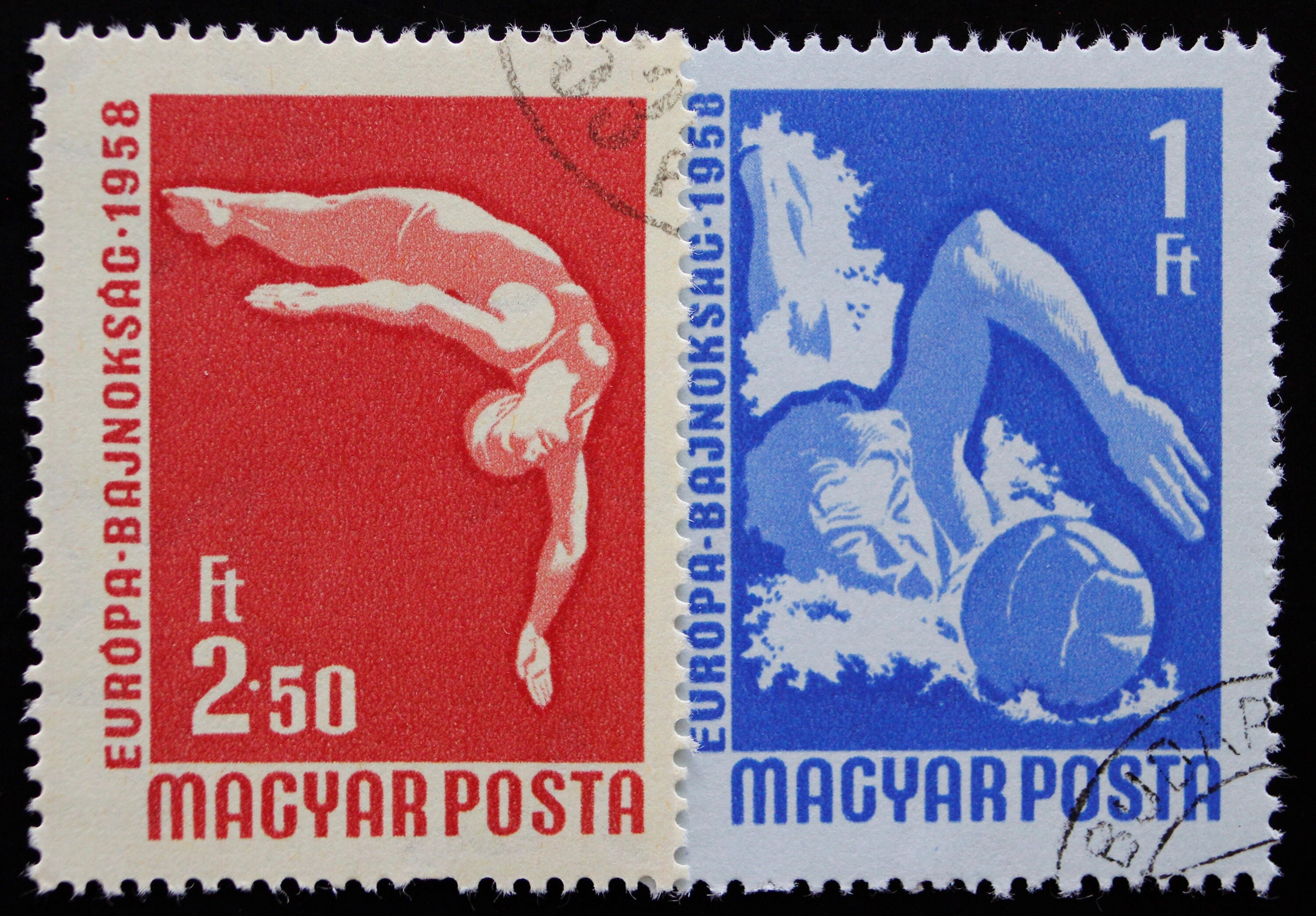 1958 Sports Championships Postage Stamp Set // Hungary Used Etsy