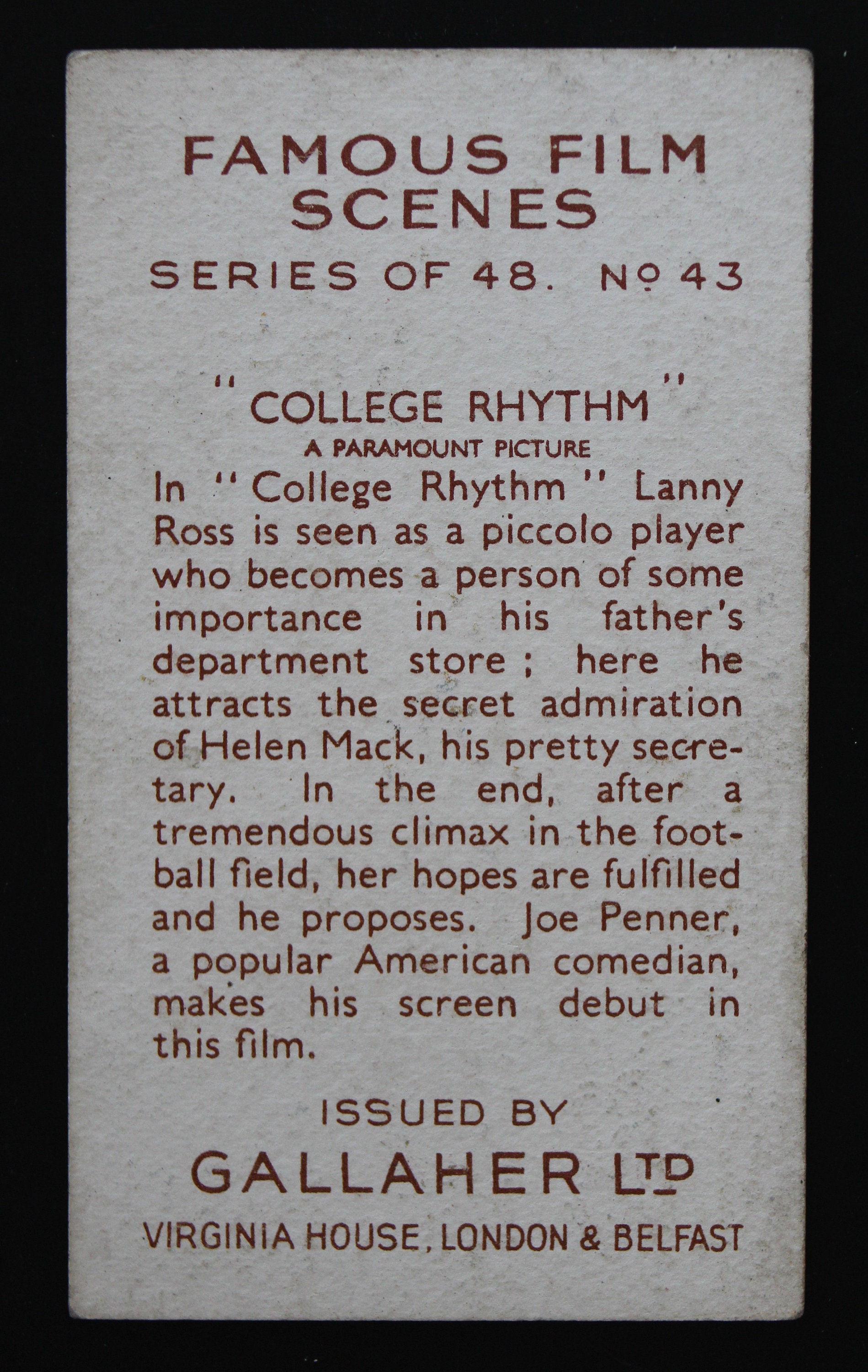 Paramount Pictures Classic Films Cigarette Card Collection // | Etsy