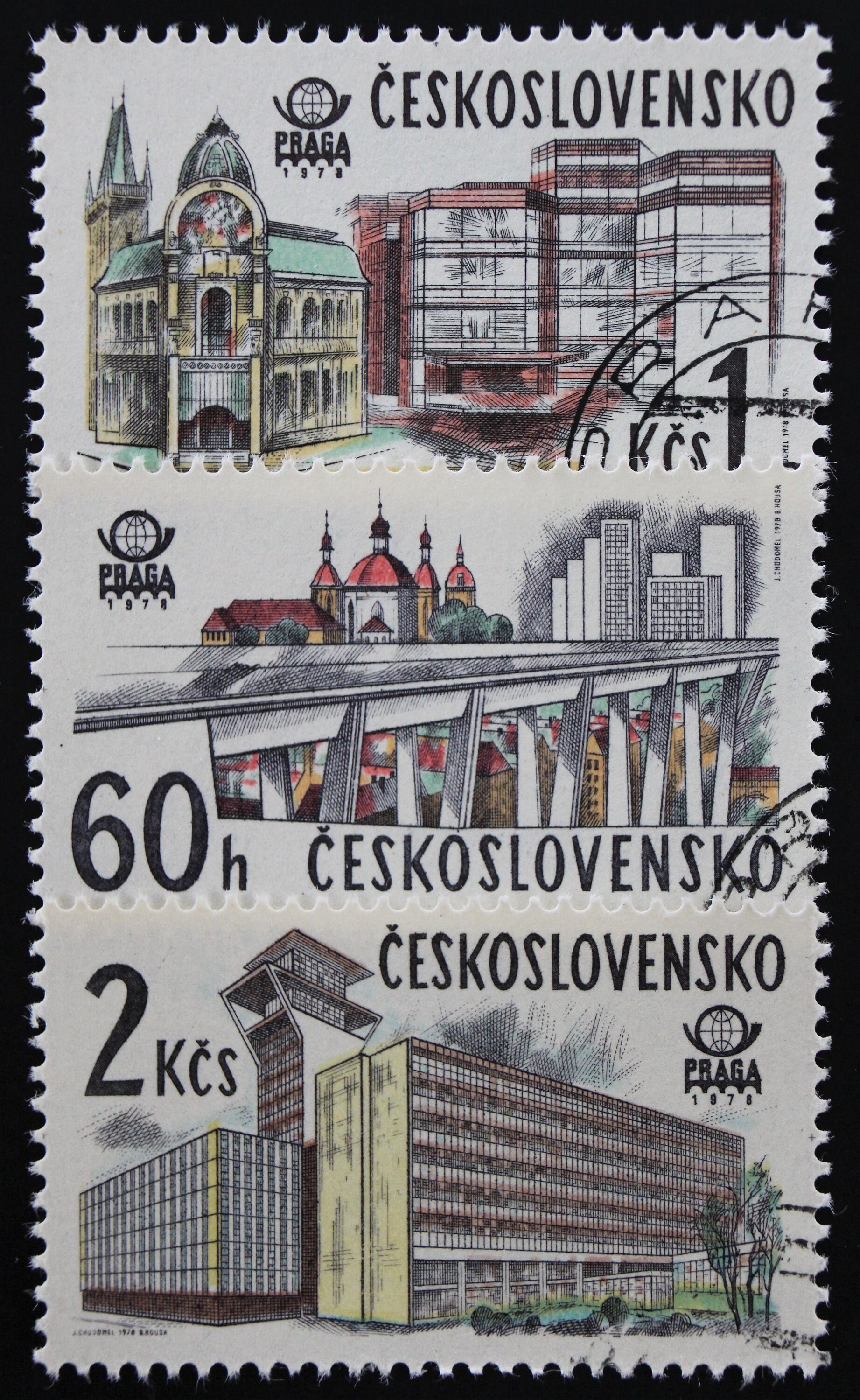 Prague Architecture Postage Stamp Set // Czechoslovakia 1978 Etsy