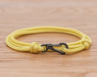 Banana Yellow Rope Bracelet, Carabiner Clip Wrap Bracelet, Nautical Style Rope, Mens Bracelet, Minimalist, Climbing Bracelet, PGUK