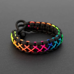 Pride Month Rainbow Bracelet, Stitched Paracord Bracelet, PGUK, Multi Colour, Adjustable, Gay Pride, LGBTQ, Unisex, Cute Bracelet, Gift LGBT