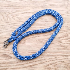 Handmade Paracord Camera Neck Strap, Blue & Silver Metallic Tracer Cord, Rope Camera Strap, Photography, DSLR, Compatible with all Cameras
