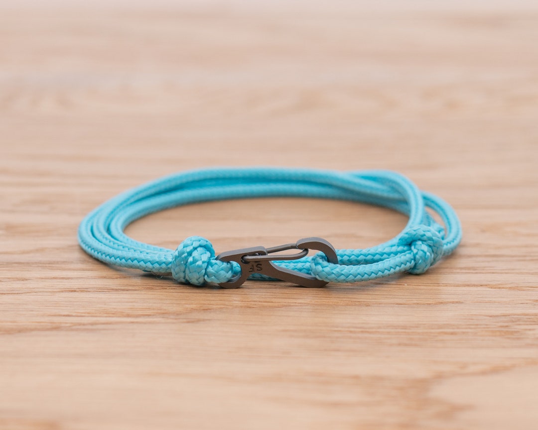 Turquoise Rope Bracelet Carabiner Clip Wrap Bracelet Etsy