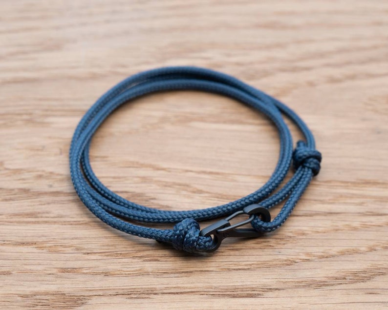 Navy Blue Rope Bracelet Carabiner Clip Wrap Bracelet | Etsy