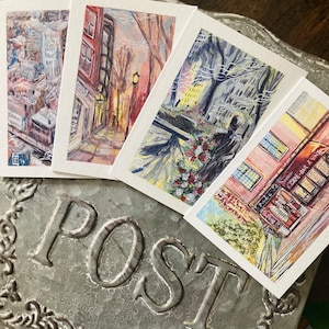 Szenen aus Philadelphia I (Set mit 4 Karten) Philly, Rittenhouse Square, Restaurants, Stadt, Postkarte, urban, Pennsylvania, Postkarte, danke