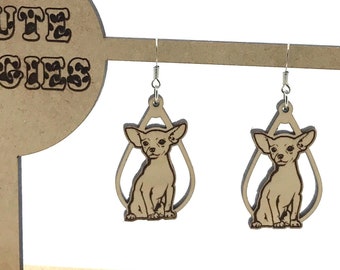 Chihuahua wood earrings - choice of style and size