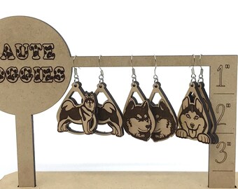 Husky wood earrings - choice of style