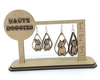 French Bulldog wood earrings - choice of sizes and styles