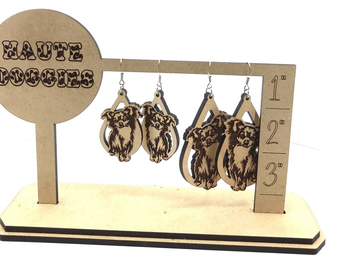 Featured listing image: Chihuahua - Long Hair Chihuahua wood earrings - choice of style and size