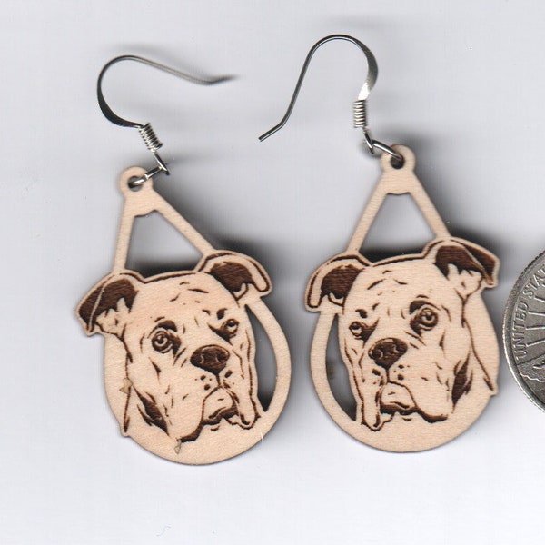 Boxer wood earrings - choice of style and size