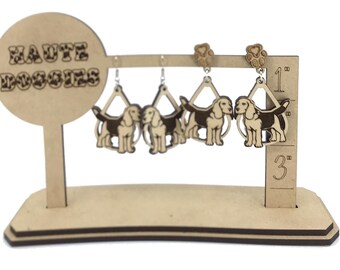 Beagle standing wood earrings - choice of styles and sizes