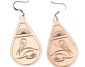 Pelican wood earrings