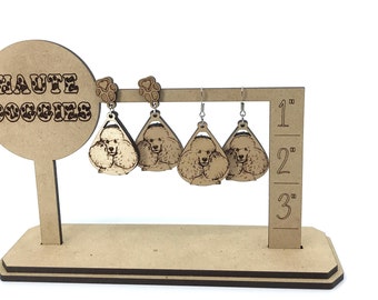 Poodle happy face wood earrings - Standard Poodle - choice of styles