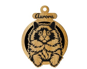 Ragdoll peeking personalized bag tag - cat car charm / ornament / bag tag / door hanging - two layers
