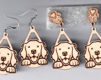 Golden Retriever wood earrings