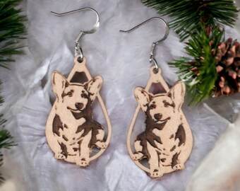 Corgi body wood earrings - choice of styles and sizes