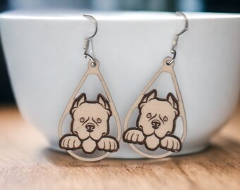 Pit Bull wood earrings - choice of styles and sizes