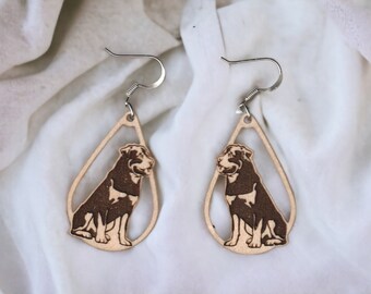 Rottweiler wood earrings - choice of styles and sizes