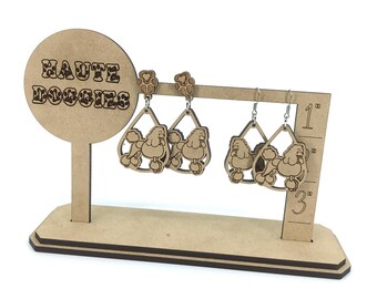 Poodle standing wood wire earrings - choice of styles - Standard Poodle