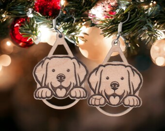 Labrador peeking wood earrings - choice of styles and sizes