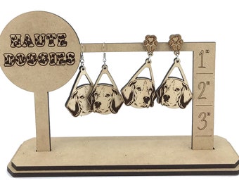 Beagle head wood earrings - choice of styles