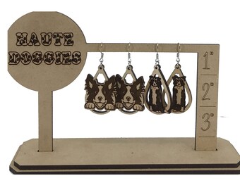 Border Collie wood earrings - choice of styles